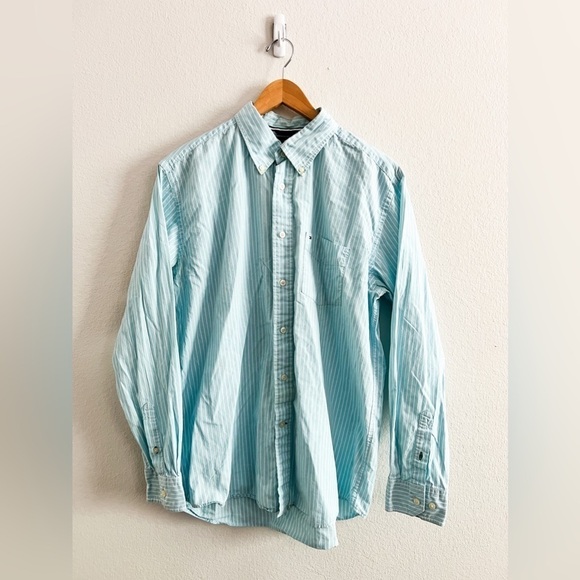 Tommy Hilfiger Light Blue and White Button Down Shirt - Picture 1 of 6